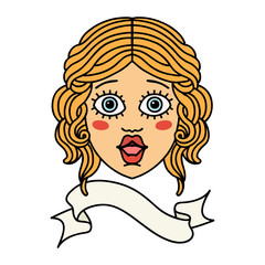 tattoo with banner of female face