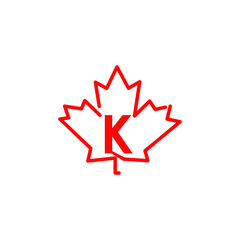 logo letter k with icon maple leaf vector	
