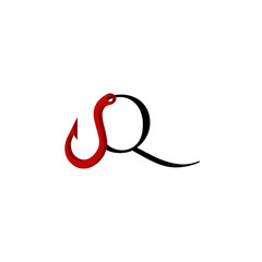 logo hook with letter q vector design	