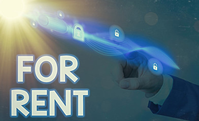 Text sign showing For Rent. Business photo text when you make property available for purchasing...