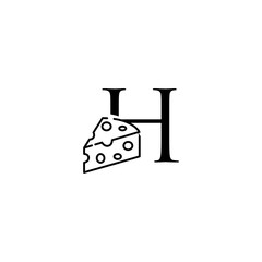logo letter h with icon cheese vector illustration design	