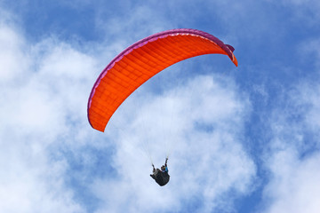 Paragliders flying wing in a blue sky	