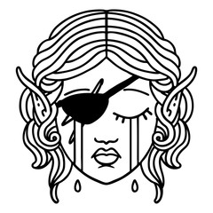 crying elf rogue character face illustration