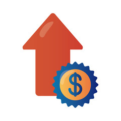 price hike in seal with arrow up infographic degradient style