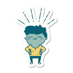 sticker of tattoo style happy man