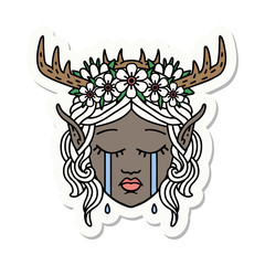 crying elf druid character face sticker