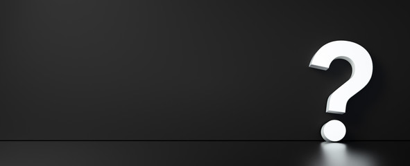 question mark in front of a red color wall background. Business support concept - 3D Rendering.