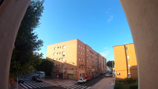 View from a window with clouds crossing