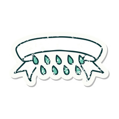 grunge sticker with banner of rain drops