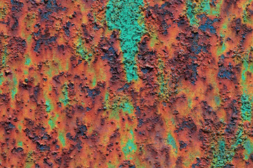 Rusty old painted metal background.