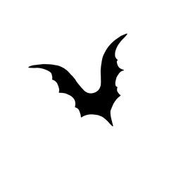 Black bat isolated on white background. Vector Illustration. Halloween bat.	