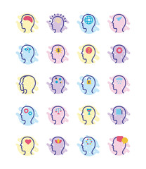 bundle of profiles mental health line style icon