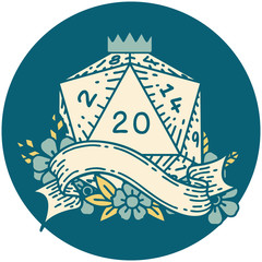 natural twenty D20 dice roll illustration