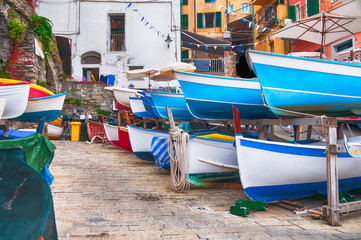 Fototapeta na wymiar Italian Seaside Village Boats 
