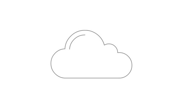 Sun, cloud and wind blowing in blue sky line art vector animation