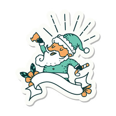 sticker of tattoo style santa claus christmas character celebrating