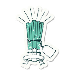 grunge sticker of tattoo style bunch of leeks