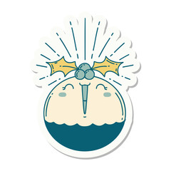 sticker of tattoo style singing christmas pudding