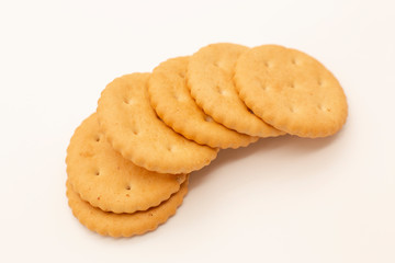 round crackers on a white background