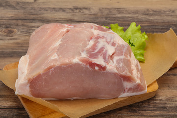 Raw pork meat piece for cooking
