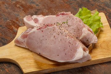 Raw pork meat steak for grill