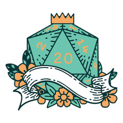 natural twenty D20 dice roll illustration