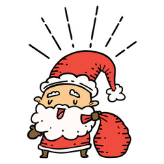 traditional tattoo style santa claus christmas character with sack