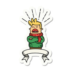 sticker of tattoo style man wearing scarf