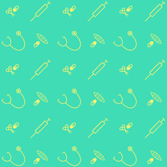 Medical Equipment Seamless Vector Pattern Background and Set