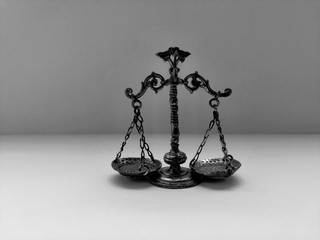 Balance scale isolated on white background. Scale of Justice. Libra