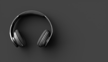 Fototapeta na wymiar black headphones on a black background