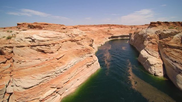 4K Aerial footage of boating in Labrynth Canyon, Utah