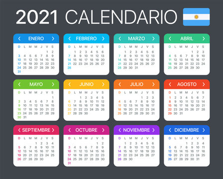 2021 Calendar - vector template graphic illustration - Argentinian version