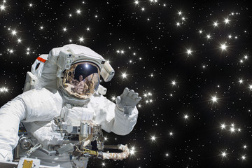 Plakat Astronaut and galaxy on the backdrop. The elements of this image furnished by NASA.