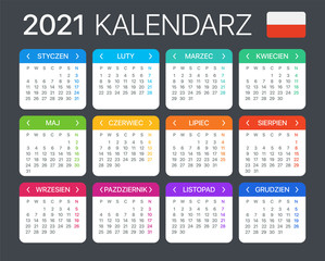 2021 Calendar - vector template graphic illustration - Poland version
