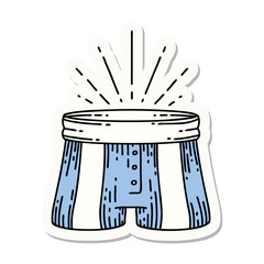 sticker of tattoo style pair of shorts