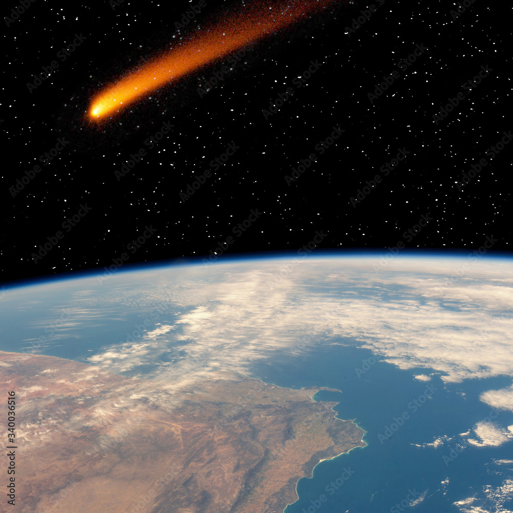 Canvas Prints comet over the earth. meteor rain. the elements of this image furnished by nasa.