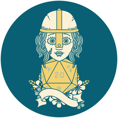 human fighter with natural twenty dice roll illustration