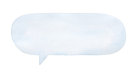 Watercolour illustration of long blank speech bubble. One single object, horizontal shape. Hand painted sketchy drawing on white backdrop, cut out clipart detail for design, banner, card, poster. - 340038354