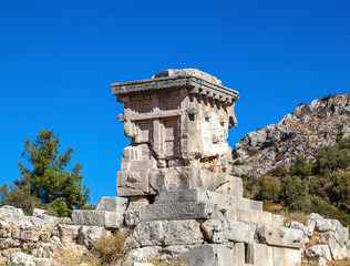 Xanthos ancient city symbolic sarcophagus, Antalya, Turkey.