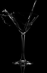 glass with splash martini water