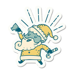 sticker of tattoo style santa claus christmas character celebrating