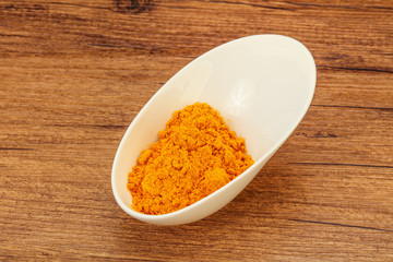 Tumeric powder in the bowl
