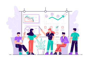 Manager employee presenting new business strategy