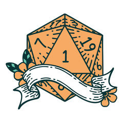 natural one d20 dice roll illustration