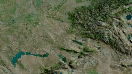 East Kazakhstan, Kazakhstan - outlined. Satellite