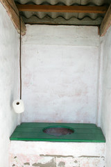 Rural outbuilding. A typical old fashioned WC, outhouse on an old farm
