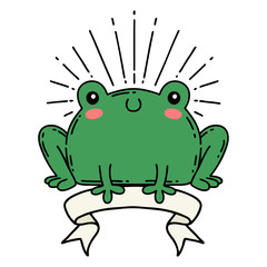 banner with tattoo style happy frog