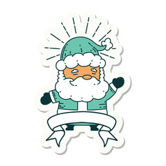 sticker of tattoo style santa claus christmas character
