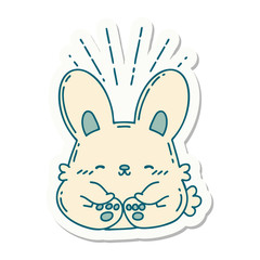 sticker of tattoo style happy rabbit